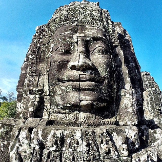 Don't worry, be happy. At the Bayon, a Khmer temple in the ancient city of Angkor, #Cambodia.