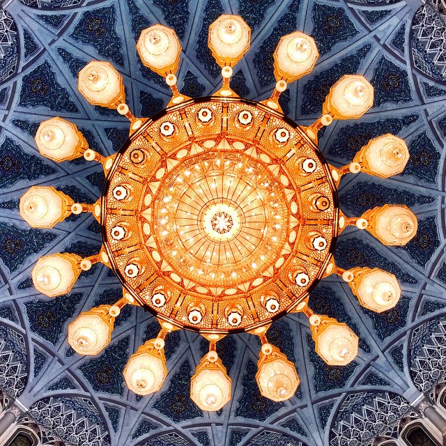 Under the dome in the main prayer hall at the Sultan #Qaboos Grand #Mosque in #Muscat. #Oman #travel #religion