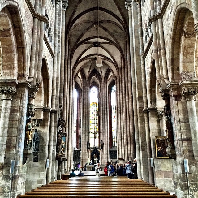 St. Sebald's Church in Nuremberg, Germany. Built around 800 years ago, the medieval-era church is one of the oldest in the city. It was mostly destroyed by bombing during WWII (like the rest of Nuremberg) and finally rebuilt in the late 1950s. #Germany #travel #history #religion