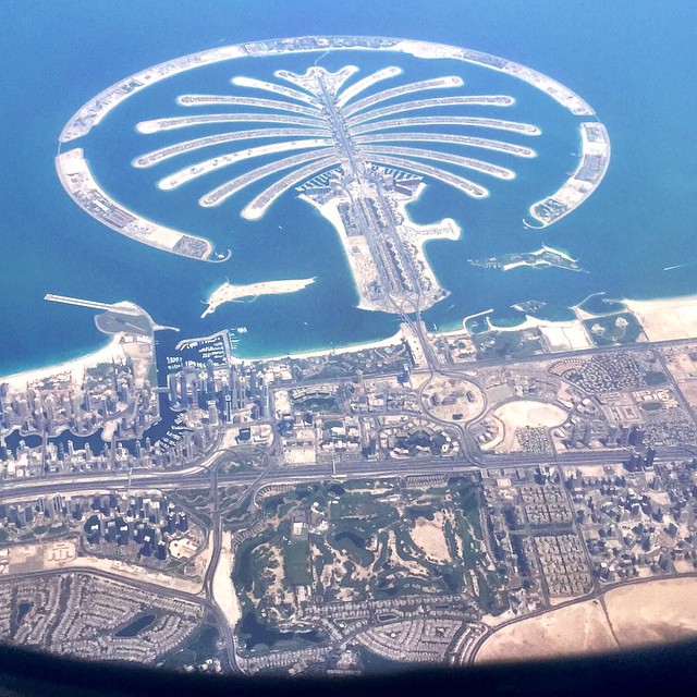 Back on the road for #cnnsilkroad. Here's the view over the Dubai Palm from my flight today. Next stop #Kazakhstan! #cnnintheair #travel