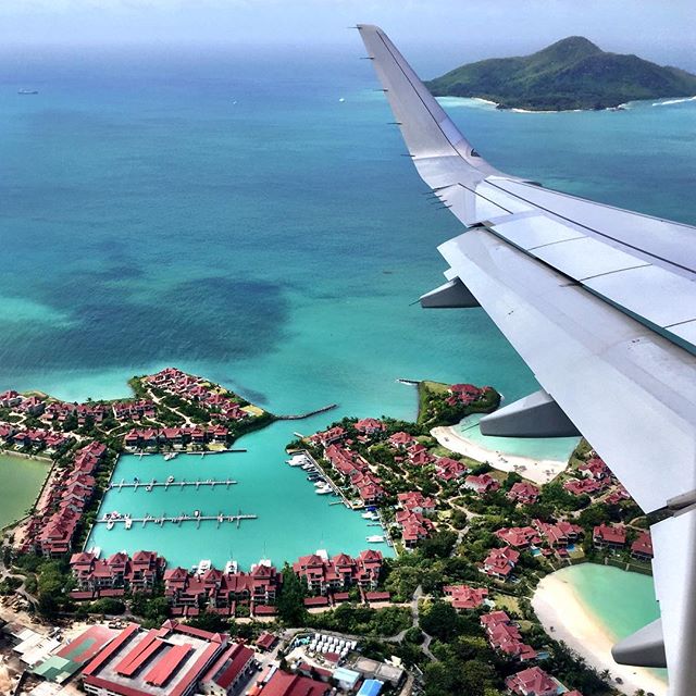 The view just before landing on Mahe in the Seychelles today. The houses below are part of the man-made Eden Island marina development just south of Victoria. #Seychelles #mahe #travel