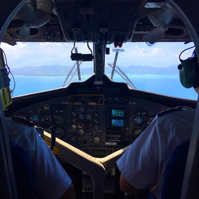 Cockpit of a Seychelles Air DHC6 Twin Otter en route from Mahé to Praslin. This was taken 6 minutes into the 12-minute flight. #Seychelles #mahe #praslin #travel