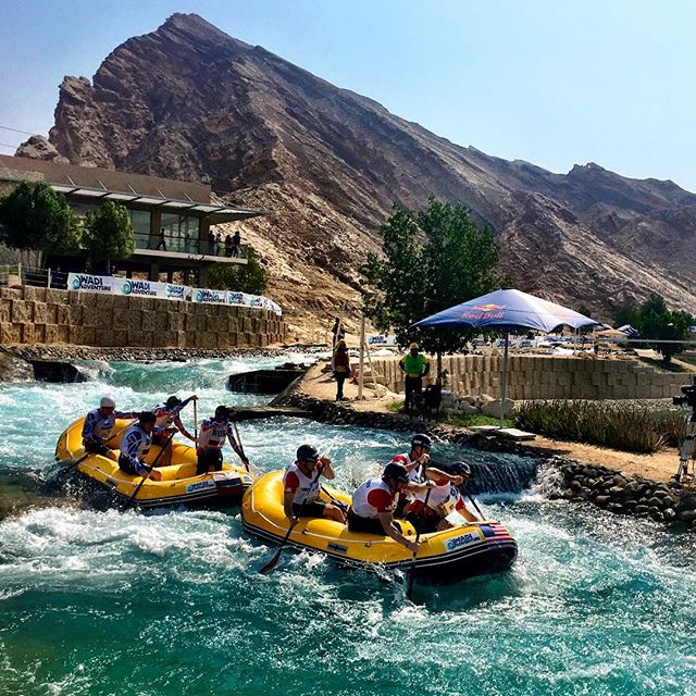 Team #USA versus #Russia in the 2016 World Rafting Championship in Al Ain, #UAE. And yes, that's a man-made river.