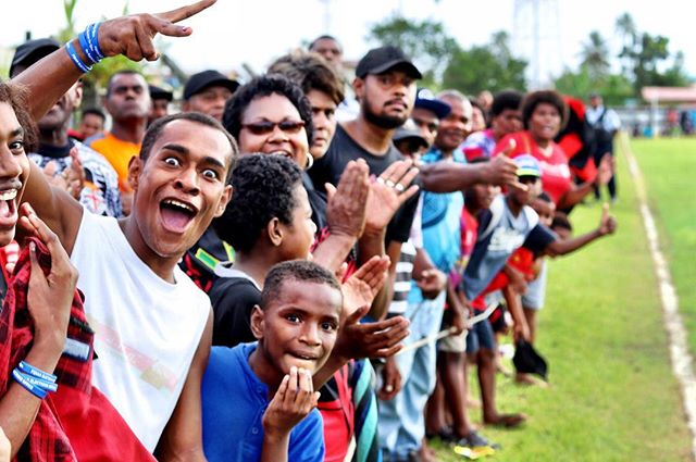 Cheering on the home team from the sideline in Navua.....#fiji #fijian #fijirugby #rugby #travel #superfan